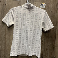 SS Sun Show Shirt, 1/4 Zip Up, attached snap collar *gc, mnr snags, stains & pit stains
