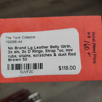 Lg Leather Belly Girth, 2x els, 3x D Rings, Strap *xc, mnr rubs, stains, scratches & dust
