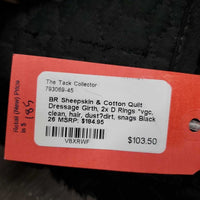 Sheepskin & Cotton Quilt Dressage Girth, 2x D Rings *vgc, clean, hair, dust?dirt, snags
