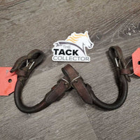 2 Rolled Leather Bit Converters, buckles *gc, v.dry & stiff, cracked, faded, stiff
