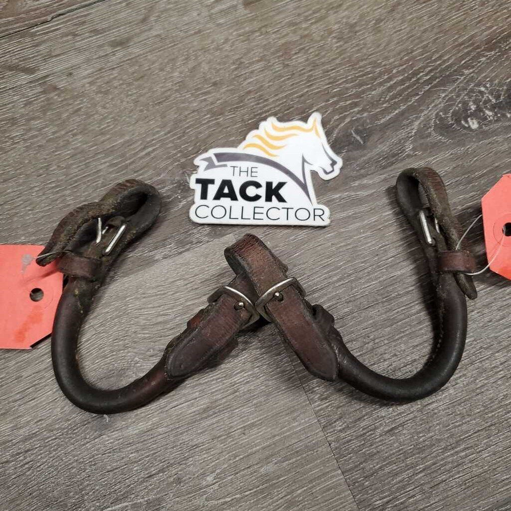 2 Rolled Leather Bit Converters, buckles *gc, v.dry & stiff, cracked, faded, stiff