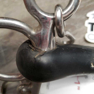 SS Jointed Rubber Pelham, Chain *gc, clean, stains, residue, chewed, faded, surface cracking