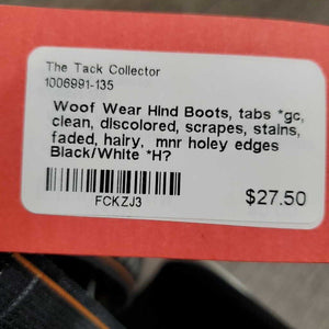 Hind Boots, tabs *gc, clean, discolored, scrapes, stains, faded, hairy, mnr holey edges