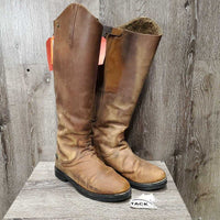 Pr Winter Tall Boots *gc/fair, older, mnr dirt, hair, stained, rubbed, scuffed, creased, stiff zips, missing logo
