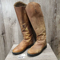 Pr Winter Tall Boots *gc/fair, older, mnr dirt, hair, stained, rubbed, scuffed, creased, stiff zips, missing logo
