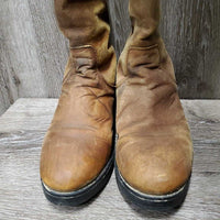 Pr Winter Tall Boots *gc/fair, older, mnr dirt, hair, stained, rubbed, scuffed, creased, stiff zips, missing logo
