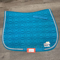 Thick Quilt Jumper Saddle Pad, 2x piping *gc, clean, stains, hair, pilly, sm binding tear, rubbed piping
