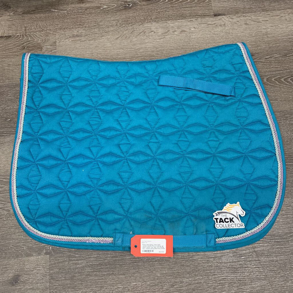 Thick Quilt Jumper Saddle Pad, 2x piping *gc, clean, stains, hair, pilly, sm binding tear, rubbed piping