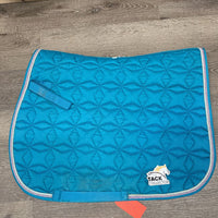 Thick Quilt Jumper Saddle Pad, 2x piping *gc, clean, stains, hair, pilly, sm binding tear, rubbed piping
