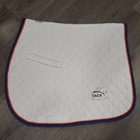 Quilt Jumper Saddle Pad, 1x piping *gc, stained, v. mnr hair, pills, strong velcro, puckered
