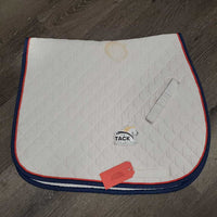 Quilt Jumper Saddle Pad, 1x piping *gc, stained, v. mnr hair, pills, strong velcro, puckered
