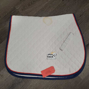 Quilt Jumper Saddle Pad, 1x piping *gc, stained, v. mnr hair, pills, strong velcro, puckered