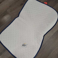 Quilt Jumper Saddle Pad, 1x piping *gc, stained, v. mnr hair, pills, strong velcro, puckered
