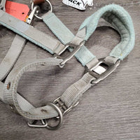 Fleece & Nylon Halter, snap, adj, breakaway *gc, discolored, v.stained, clumpy, hairy
