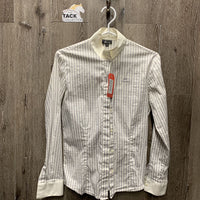 LS Show Shirt, attached Snap Collar *gc, older, seam puckers, crinkles
