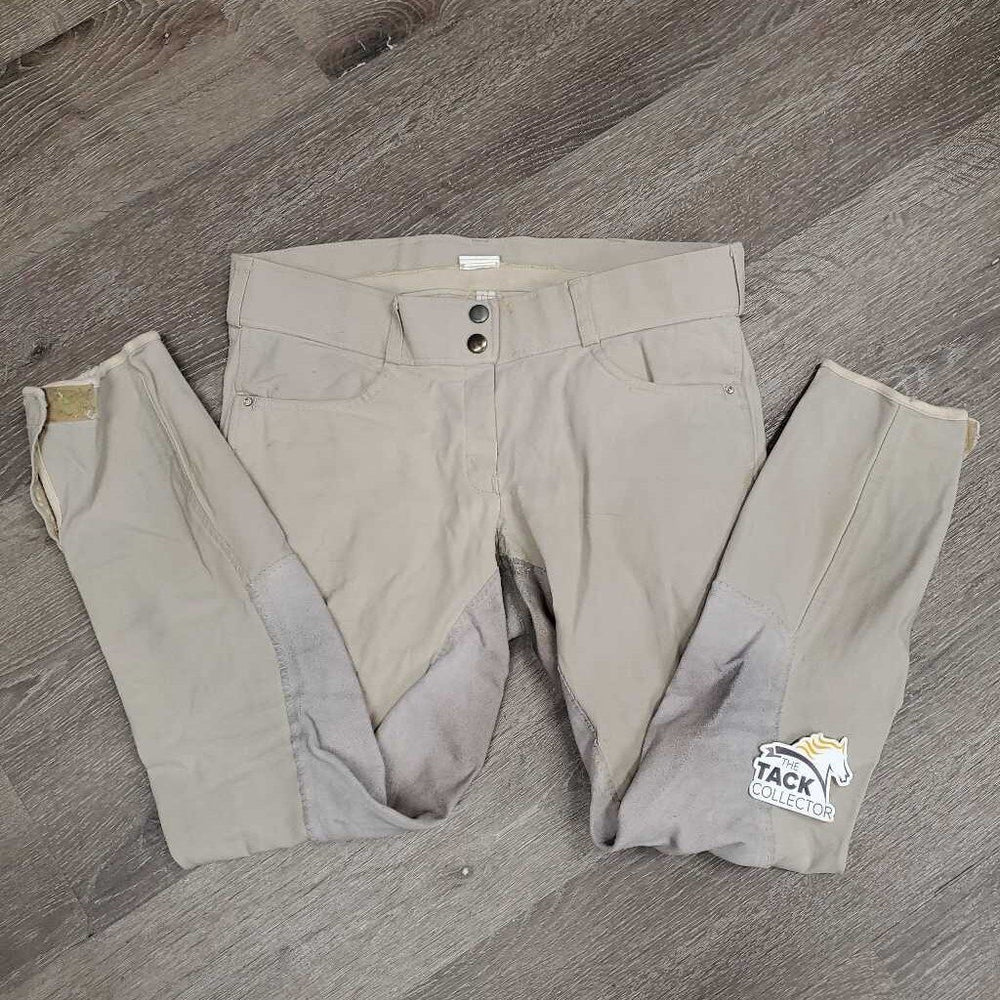 Full Seat Breeches *gc/fair, seat: stretched & v.stained seat, hair, dingy, pilly, holey ankle edges, hairy velcro