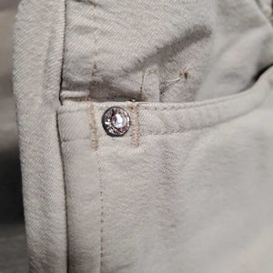 Full Seat Breeches *gc/fair, seat: stretched & v.stained seat, hair, dingy, pilly, holey ankle edges, hairy velcro