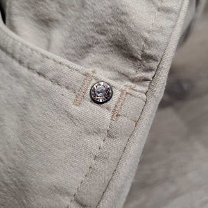 Full Seat Breeches *gc/fair, seat: stretched & v.stained seat, hair, dingy, pilly, holey ankle edges, hairy velcro