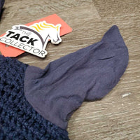 Cursom? Crochet Fly Veil Ear Bonnet *gc, faded, mnr edge stains, loose ear threads