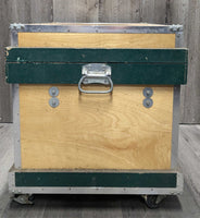 Wood Tack Trunk - Box, Wheels *gc, older, scuffs, chipped paint, chewed?
