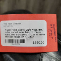 Field Boots, Zips *vgc, dirt, rubs, curled inner lining-R, heels rubs, mnr stretched elastic & loose threads
