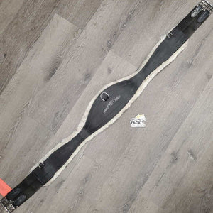 Leather Girth, velcro fleece liner, 2x els, 3x D Ring *gc, dirty, clumpy, scratches, faded, engraved