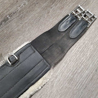 Leather Girth, velcro fleece liner, 2x els, 3x D Ring *gc, dirty, clumpy, scratches, faded, engraved
