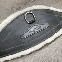 Leather Girth, velcro fleece liner, 2x els, 3x D Ring *gc, dirty, clumpy, scratches, faded, engraved

