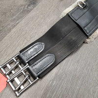 Leather Girth, velcro fleece liner, 2x els, 3x D Ring *gc, dirty, clumpy, scratches, faded, engraved
