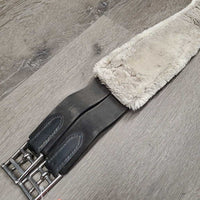 Leather Girth, velcro fleece liner, 2x els, 3x D Ring *gc, dirty, clumpy, scratches, faded, engraved
