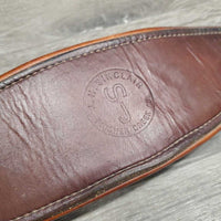 Leather Girth, 1x els *gc, creases, mnr scratches, hair, rubs, scraped edges, stains, older
