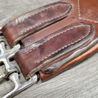 Leather Girth, 1x els *gc, creases, mnr scratches, hair, rubs, scraped edges, stains, older
