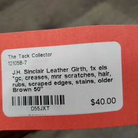 Leather Girth, 1x els *gc, creases, mnr scratches, hair, rubs, scraped edges, stains, older
