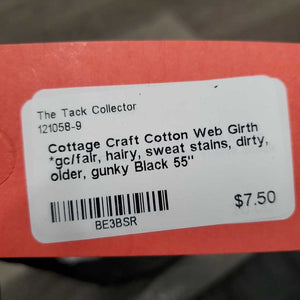 Cotton Web Girth *gc/fair, hairy, sweat stains, dirty, older, gunky