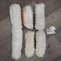 5 Sheepskin Halter Fuzzies *gc/vgc, clean, mnr clumpy & stiff, marker, stains, loose/snaggled bits

