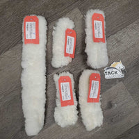 5 Sheepskin Halter Fuzzies *gc/vgc, clean, mnr clumpy & stiff, marker, stains, loose/snaggled bits
