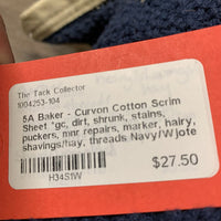 Cotton Scrim Sheet *gc, dirt, shrunk, stains, puckers, mnr repairs, marker, hairy, shavings/hay, threads

