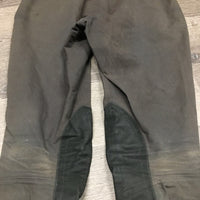 Side Zip Breeches *gc, stained seat & legs, discolored spots, faded, older, frayed seat seam, hairy velcro
