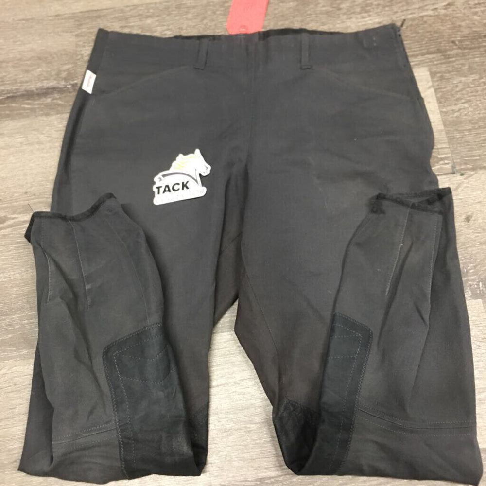 Side Zip Breeches *gc, repaired velcro, seam puckers, pilly lining, discolored & stained seat & legs