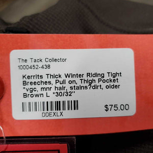 Thick Winter Riding Tight Breeches, Pull on, Thigh Pocket *vgc, mnr hair, stains?dirt, older