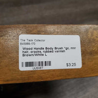 Wood Handle Body Brush *gc, mnr hair, cracks, rubbed varnish
