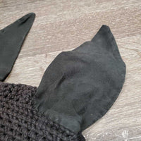 Crochet Ear Bonnet Fly Veil, 1x piping *fair, faded, older, curled, clean
