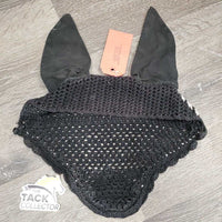 Crochet Ear Bonnet Fly Veil, 1x piping *fair, faded, older, curled, clean