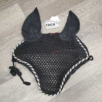 Crochet Ear Bonnet Fly Veil, 1x piping, string *gc, curled, twisted, older, clean, mnr hair
