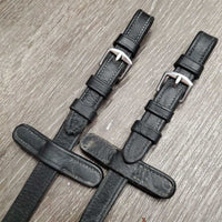 Cotton Web & Soft Leather Reins, Buckles, Finger Stoppers *vgc/gc, chewed end, clean, dirt/residue, rough edge