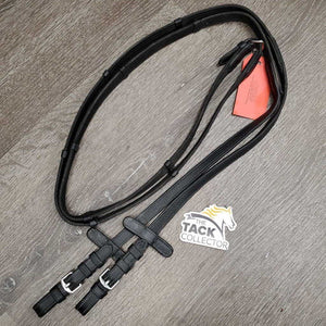 Cotton Web & Soft Leather Reins, Buckles, Finger Stoppers *vgc/gc, chewed end, clean, dirt/residue, rough edge