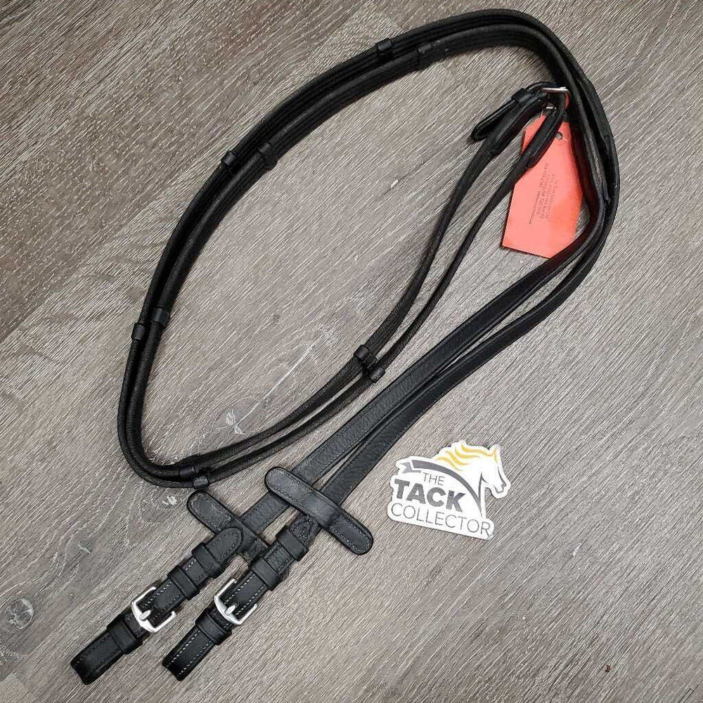 Cotton Web & Soft Leather Reins, Buckles, Finger Stoppers *vgc/gc, chewed end, clean, dirt/residue, rough edge