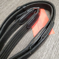 Cotton Web & Soft Leather Reins, Buckles, Finger Stoppers *vgc/gc, chewed end, clean, dirt/residue, rough edge
