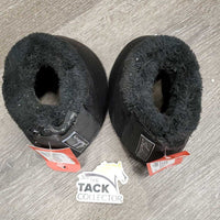 2 Neoprene Wrap Around Bell Boots, Fleece Top, Velcro *gc/fair, clean, hairy, peeled top & inside liners, chipped edges
