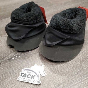 2 Neoprene Wrap Around Bell Boots, Fleece Top, Velcro *gc/fair, clean, hairy, peeled top & inside liners, chipped edges